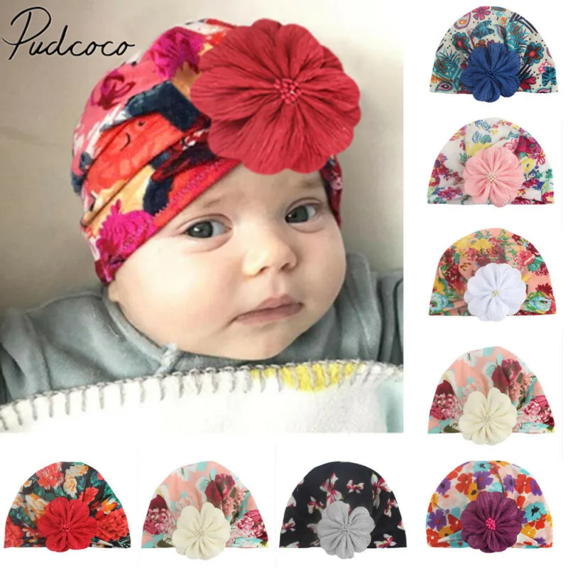 

2019 Baby Accessories Clothing Toddler Baby Infant Hat Floral Turban Cap Newborn Head Wrap Beanie Lovely Soft Hat Photo Props