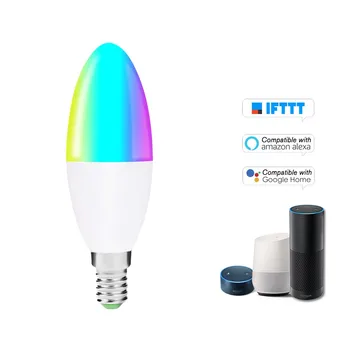 

Smart WIFI RGB+W LED Bulb E14 Dimmable Light Phone Remote Control Group Control Compatible with Alexa Google Home Voice Control