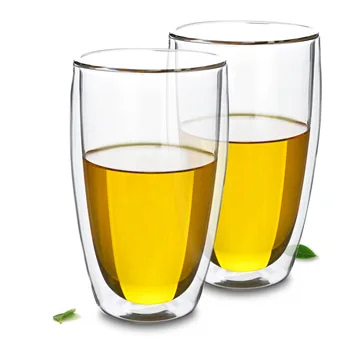 

2 pcs/lot 425ml Heat-Resisting Glass Double Wall Layer Wine Water Egg-shaped Cup Crystal Beer Drink Mug-Tea Coffee Cup