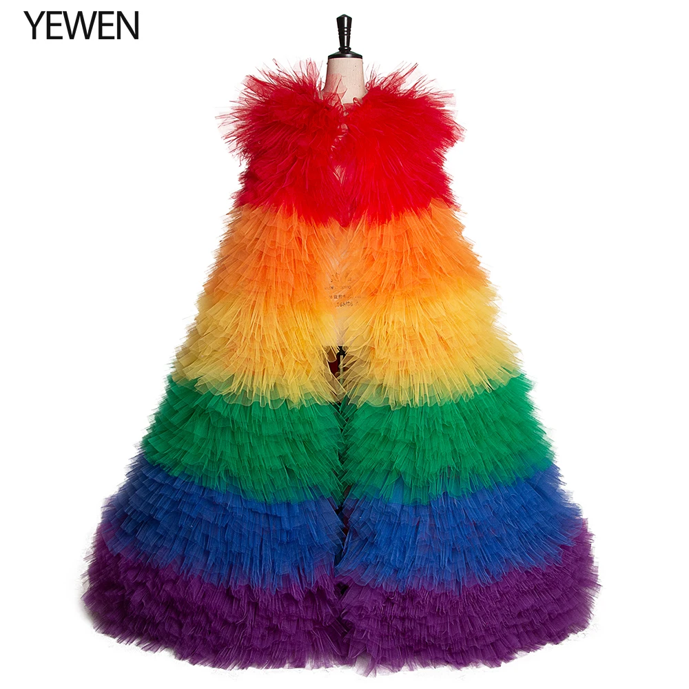 Robe De Soire великолепные красочные длинные вечерние платья YEWEN свадебный пиджак Элегантные платья знаменитостей - Цвет: Многоцветный