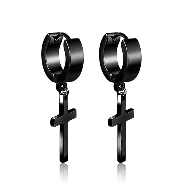 Styles 1 pair Punk Black Stainless/Titanium Steel Stud Earrings For Men and Women Gothic Street Pop Hip Hop Ear Jewelry