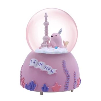 

Colorful Light Ball Crystal Ball For Home Decoration Accessories Miniature Model Figurine Sea World Music Box Birthday Gift Girl
