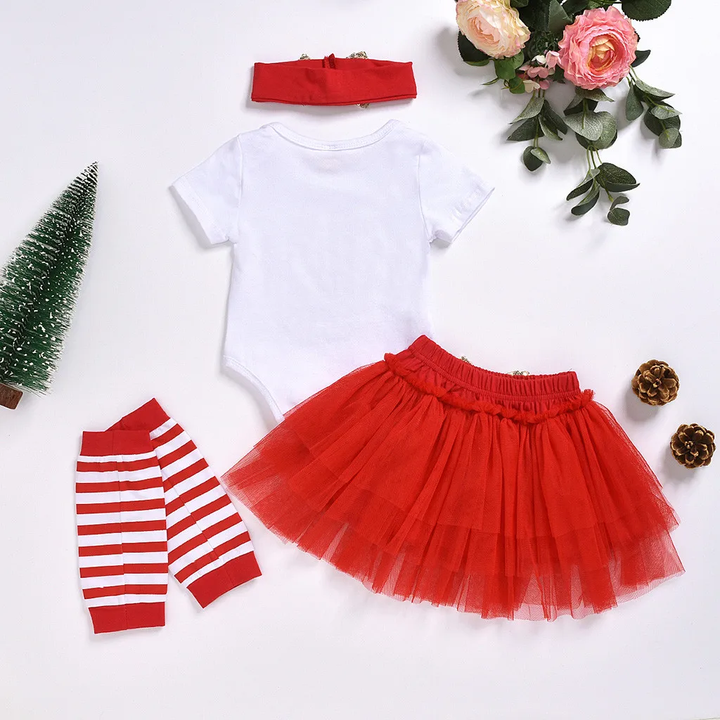 Зимняя юбка комплект для девочек с надписью «My First Christmas», Рождественский комбинезон для маленьких девочек+ юбка-пачка+ гетры+ повязка на голову, Одежда для новорожденных