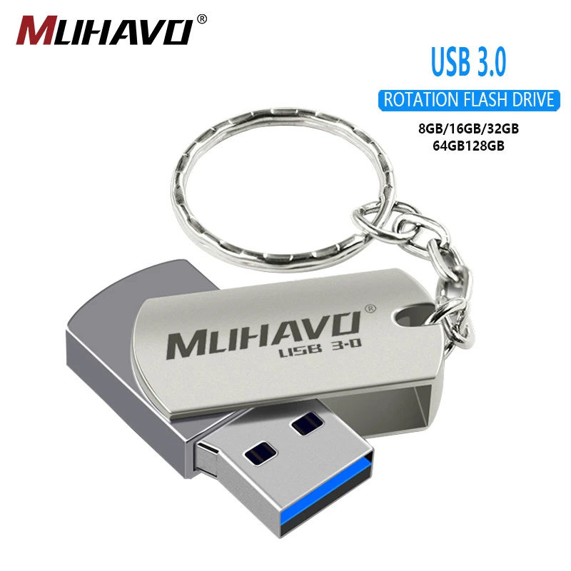 Флеш-накопитель usb 3 0 64 ГБ 32 16 металлический флеш-накопитель 128 вращающийся 8