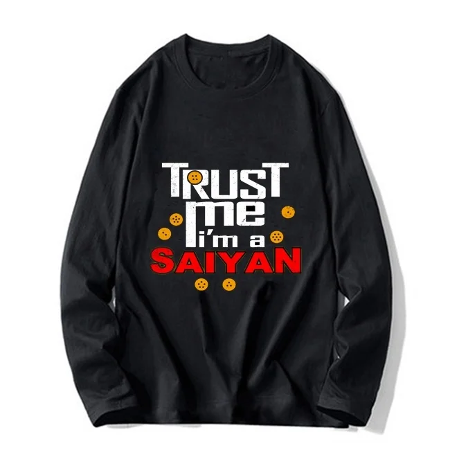 Новая Осенняя мужская футболка trust me saiyan, мужская повседневная футболка с принтом, уличная Мужская Футболка Harajuku, очень большая Мужская футболка