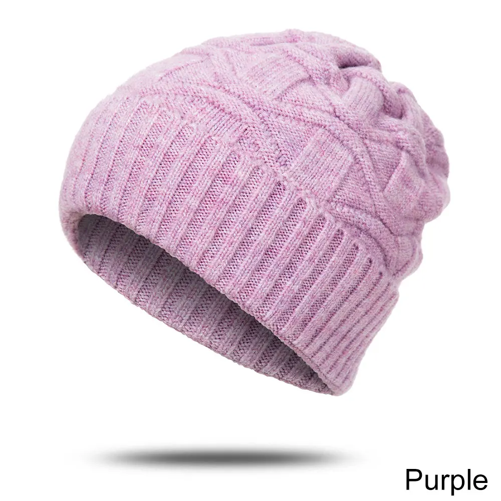 Зимняя Шапка-бини для женщин, вязаная теплая шапка Skullies, женская шапка Skullies Beanies, однотонная шапочка, мягкая удобная - Цвет: purple