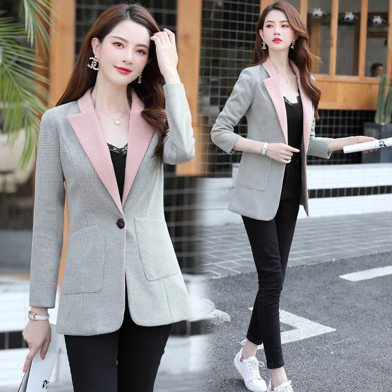

2019 Autumn New Style Versitile Fashion Small Suit Korean-style Slim Fit One-Button Long Sleeve Suit Jacket WOMEN'S Coat