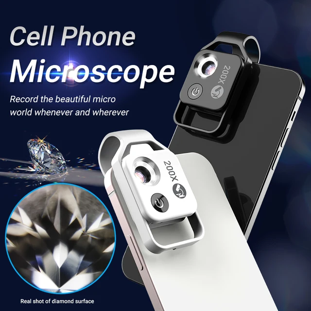 휴대폰 카메라에 장착하여 생물학적 현상이나 작은 물체 관찰을 더 잘 할 수 있는 APEXEL-200X 확대 현미경 렌즈