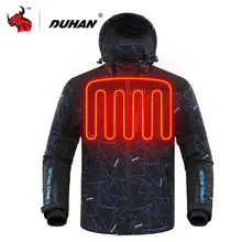 DUHAN мотоциклетная куртка, Мужская байкерская куртка с капюшоном, зимняя куртка с USB инфракрасным обогревом, мотоциклетная куртка для езды на мотоцикле