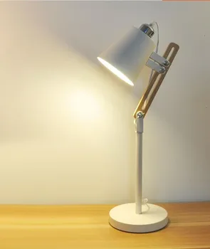 

New type top sale table lamp white nordic flexible wood desk lamp reading table light