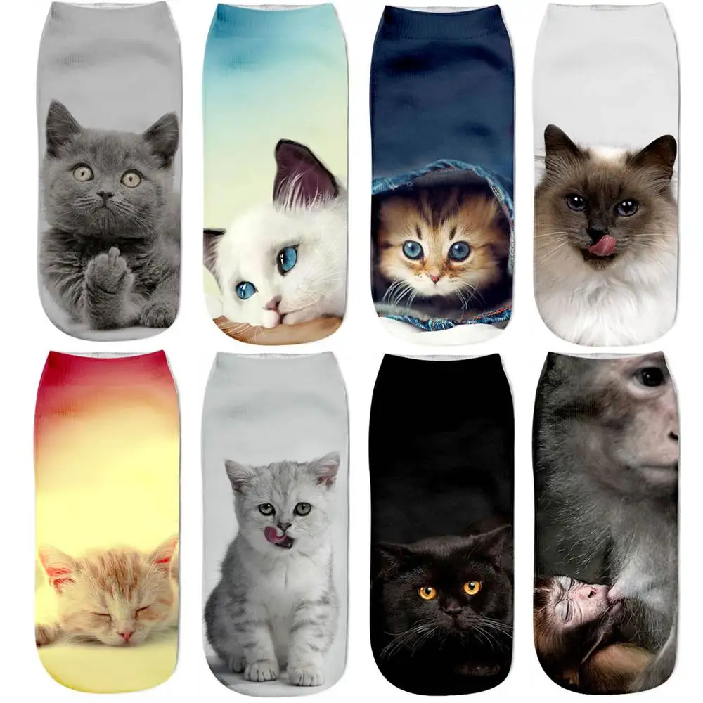 

Hot Sell Fashion women's Socks funny Cute cat animal 3D Print sock Women Ankle Socks Unisex Physical picture cat female Sock