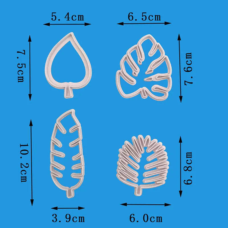 Leaf Monstera Fondant Cake Decorating Sugar Craft Plunger Cutter Flower Mold cookie cutters Biscuit Cake 4pcs