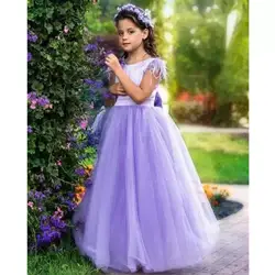 A-Line Lavender Flower Girls Dresses For Wedding Kids Formal Wear Sleeveless Long Girl's Pageant Gown