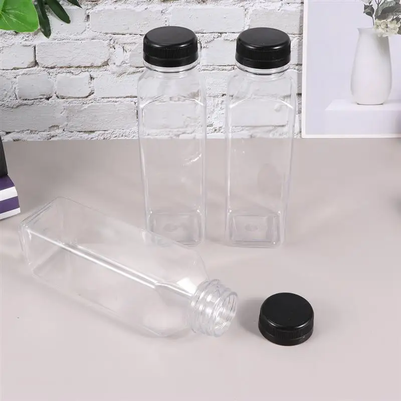 10pcs Baby Sensory Bottle 400ml Transparent Empty Storage Containers Disposable PET Bottles with Lids for Beverage Smoothie Bulk