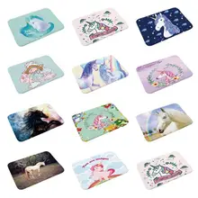 Короткий бархатный коврик для ванной комнаты с рогом лошади, нескользящий мягкий фланелевый коврик для улицы, коврик для путешествий