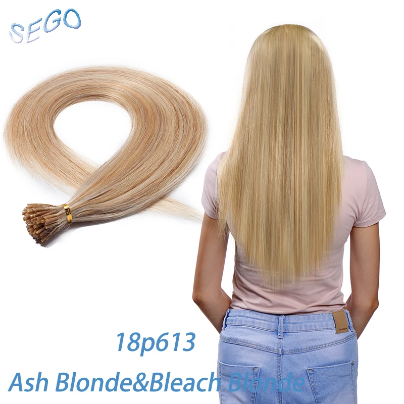 P18/613 SEGO 1"-22" 50 г 100 прядей прямые человеческие волосы, кератиновые накладные волосы, Предварительно Связанные, не Реми, fusion - Цвет: P18/613