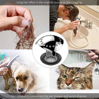 

Bathtub Hair Filter Anti-blocking Stainless Steel Floor Drain With Four Rubber Ring