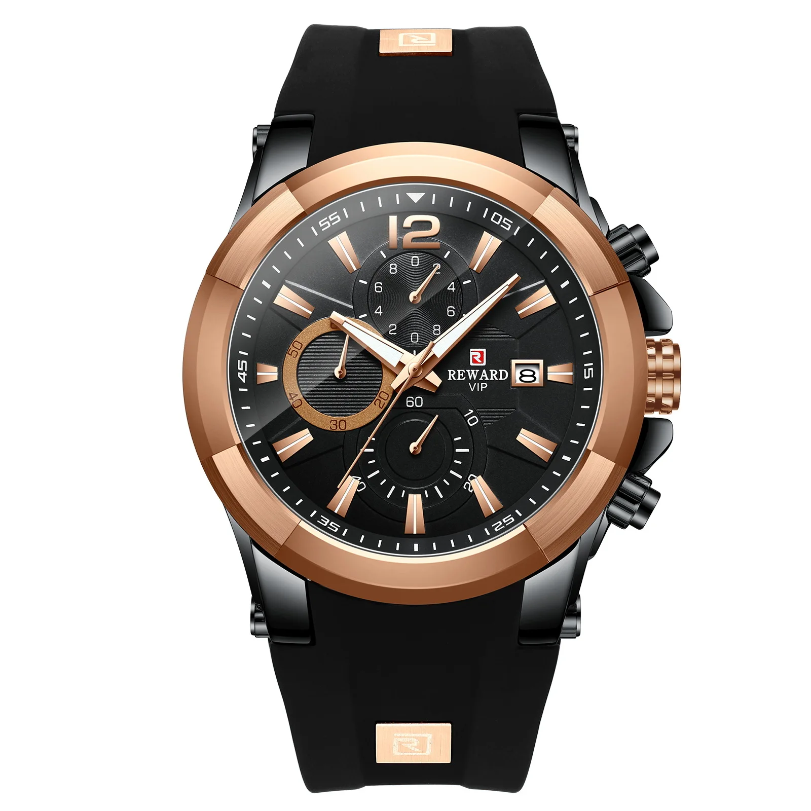 Rose Gold Black Мужские Роскошные спортивные часы от ведущего бренда, мужские военные кварцевые часы, аналоговые часы с датой, стальные Светящиеся Наручные часы patek Relojes RD83006M - Цвет: Rose Gold Black