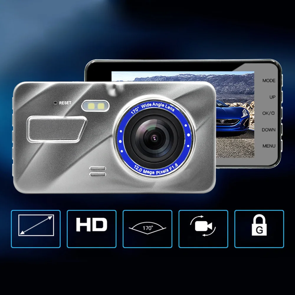 Автомобильный видеорегистратор Full HD 1080P Dash Cam с двойным объективом 4 дюйма ips экран WDR Автомобильная камера ночного видения видео рекордер g-сенсор режим парковки