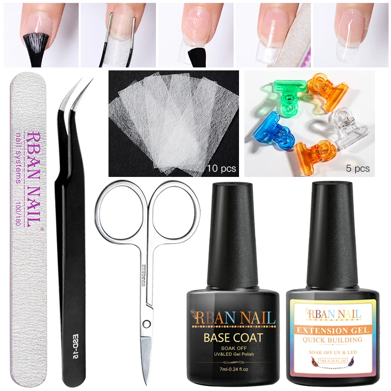  RBAN NAIL 7ml Nail Extension Gel Set Acrylic Fiberglass Nails Art Kit UV Gel Nail Polish Poly Exten
