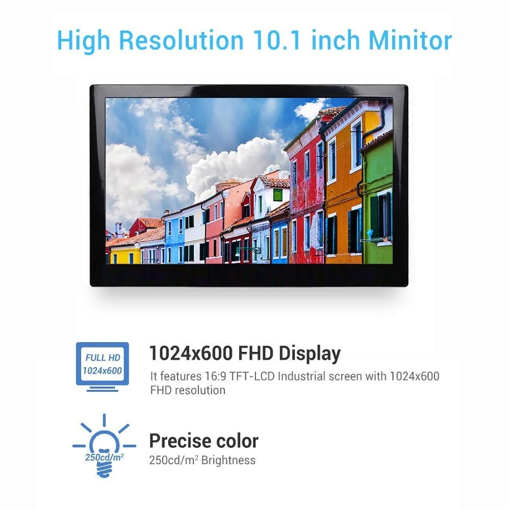  Portable display monitor 1024*600 LCD monitor full view HDMI VGA AV industrial Capacitive 10 inch L