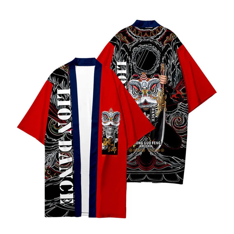 Lion 3D Print Samurai Japanese Style Kimono Haori Men Women Cardigan Chinese Dragon Traditional Clothing Asian Clothes | Тематическая
