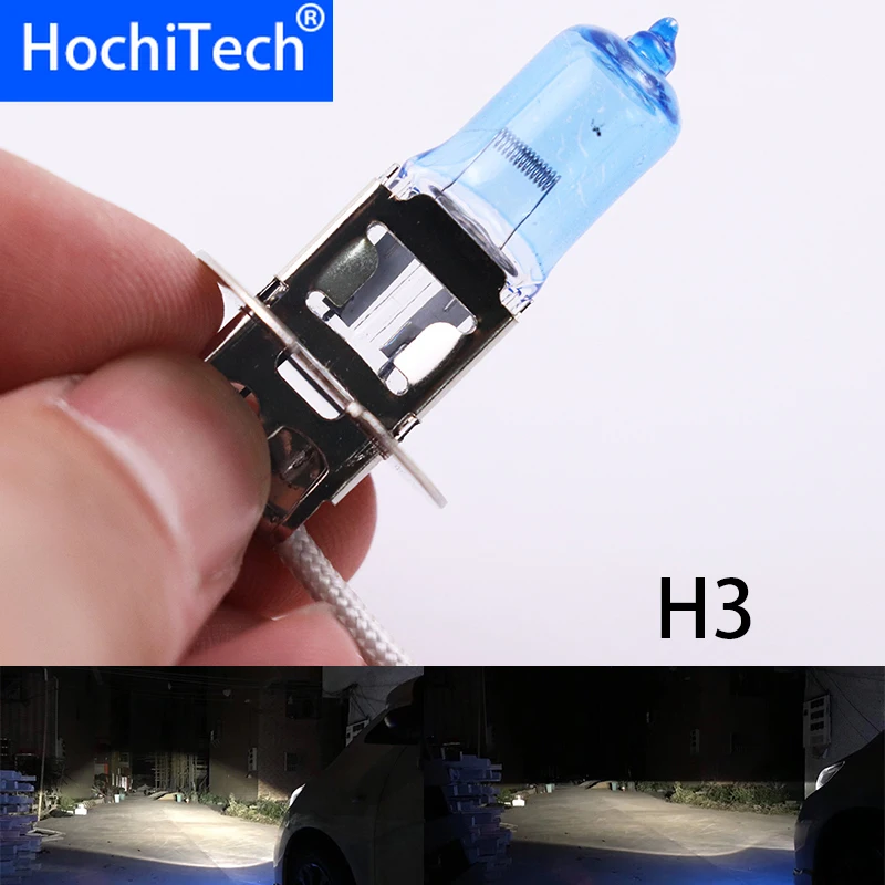 Высокое Качество H3 галогенная лампа 6000K 12V 100W 3000Lm ксеноновая темно синяя супер