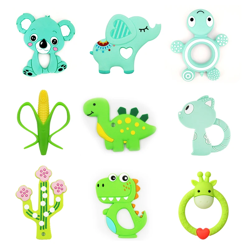 Baby Ring Beads Animal Elephant Bpa-Free Koala Diy-Chain Dog Owl Silicone