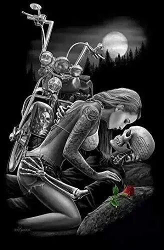 

Cross Border for DIY Diamond Painting Beauty Skeleton Motorcycle Stick-on Crystals Cross Stitch Decorative Painting Full of Crys