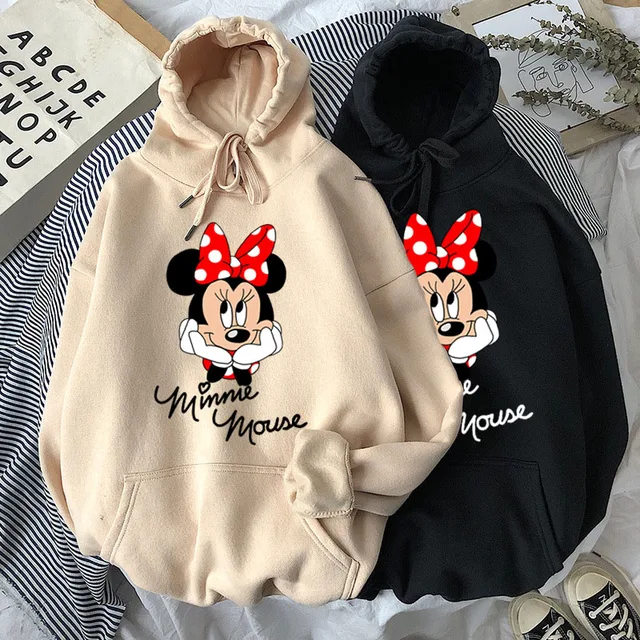 Disney Women Hoodies Minnie Mickey Mouse Hoodies Cartoon Tops Long Sleeve Pockets Sweatshirts Fashion Hooded Women 1