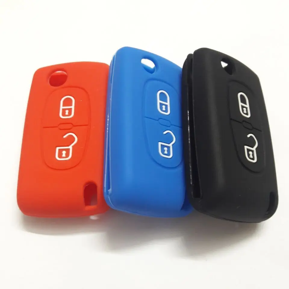 Flip Fob folding Remote Silicon Key Case For Peugeot 306 407 807 Partner Citroen C2 C3 C4 C6 Berlingo Remote fob Case 2 Button