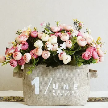 

5 fork chaise small tea roses bouquet wholesale vases for home decoration display simulation decorative flower artificial plants