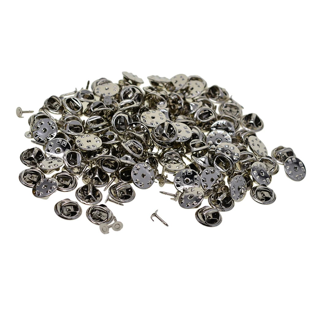 100 Pairs Brass Butterfly Clutch Tie Tacks Pin Back Replacement with 8mm Length Blank Pins for Craft Making