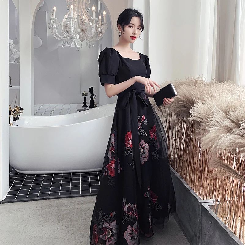 Сетчатое вечернее платье для вечеринки, Qipao, женское, большой размер, 3XL, официальное платье для вечеринки, сексуальное, рукав-фонарик, с поясом, Robe De Soiree, платье для выпускного вечера