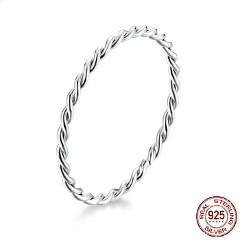 

Korean Minimalist HOT SALE Finger Rings for Women Real 100% 925 Sterling Silver Ring Fine Jewelry Weave Slim Bague Wedding Gifts