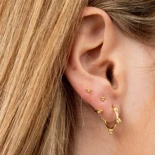 Стерлинговое серебро, 925 пробы, крошечные шпильки, маленькие шариковые точки, erring для девушек, леди, высокое качество, двухсторонние, нежные, минимальный набор сережек