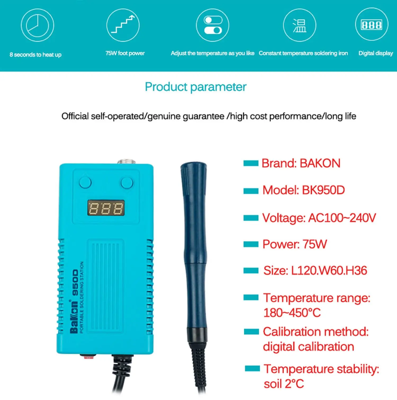 best soldering iron for electronics BAKON 950D 75W Portable Soldering Iron Station Upgrade T13 Tip Temperature Adjustable Digital Display Repair Electric Tools hot air rework station