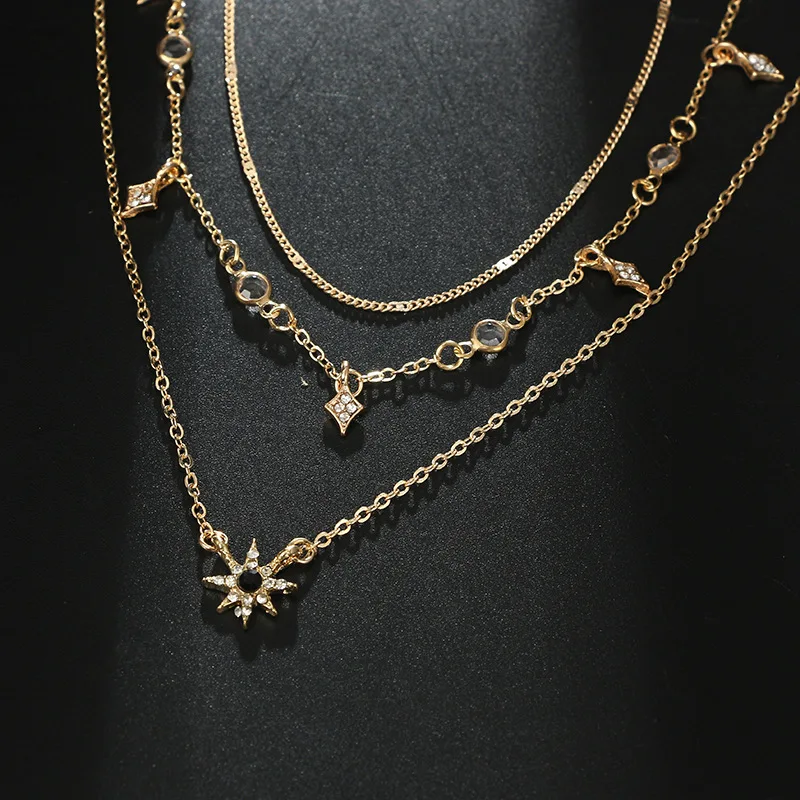 H: HYDE мода звезды циркон бусины Подсолнух кулон тонкое многослойное ожерелье s золотые стразы колье ожерелье ювелирные изделия подарок