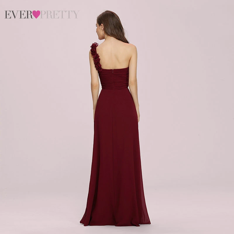 Long Bridesmaid Dress Ever Pretty A Line Sweetheart One Shoulder Chiffon Elegant Gown For Wedding Party For Woman 2020 EP09768