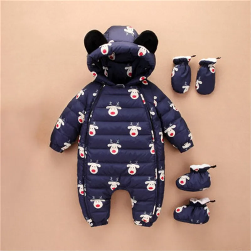 

Hooded Winter Jumpsuit Boy Cartoon Winter Warm Infant Snowsuit Snow Wear for Kids 12-24 Months