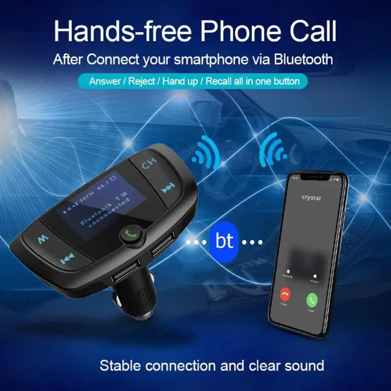 T38 Bluetooth 4,2 MP3 плеер, FM передатчик, свободные руки, 3.1A Автомобильное устройство для быстрой зарядки поддержка прямой доставки
