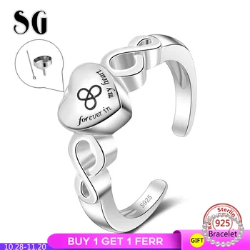 

Urn Rings 925 Sterling Silver Forever in My Heart Cremation Open Size Adjustable Finger Rings for Women Memorial Jewelry