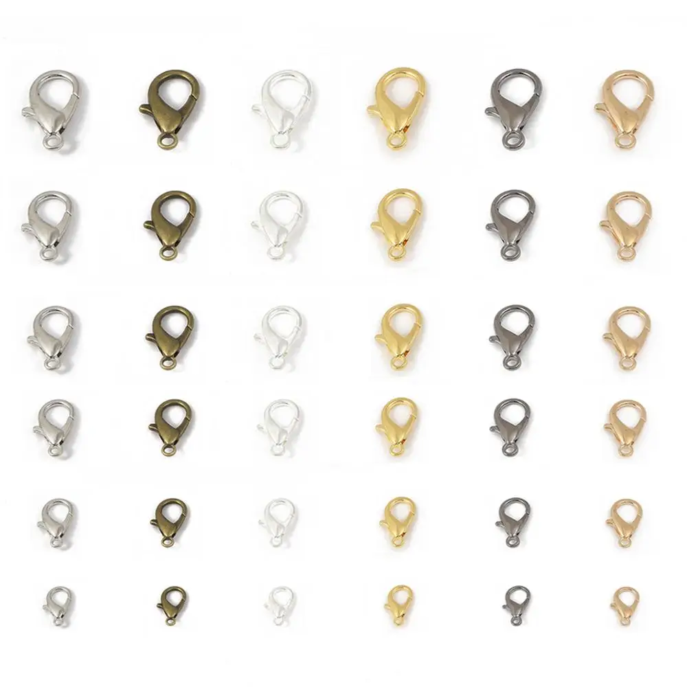 

20-50Pcs 10/12/14/16/18/21mm Silver Gold Metal Lobster Clasps Hooks Bracelet Connectors For Jewelry Making DIY Necklace Buckle