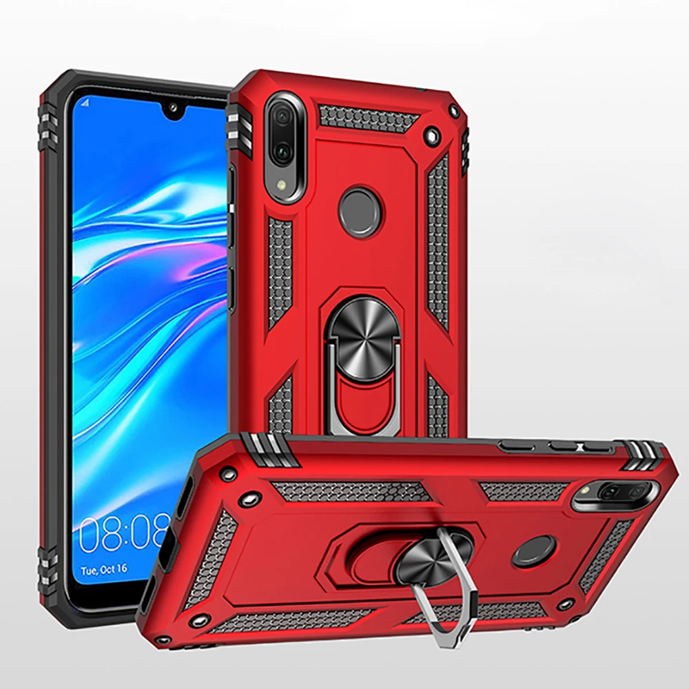 Противоударный бронированный чехол для телефона huawei Y7 2019 с металлическим