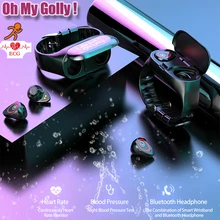 M1 беспроводные Bluetooth наушники с монитором сердечного ритма стерео наушники гарнитура долгое время ожидания спортивные часы браслет MenPK Redmi