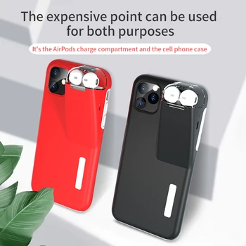 

2 IN 1 Air pods Charging Case Phone Cover For iPhone 11 Pro Max Xs Max XR X 8 7 6 6S Plus 300Mah AirPods Charging Box Phone Case