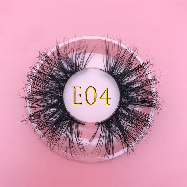 25mm E06 MIKIWI 100% handmade natural  thick  Eye lashes wispy makeup extention tools 3D mink hair volume soft false  eyelashes E04 round case