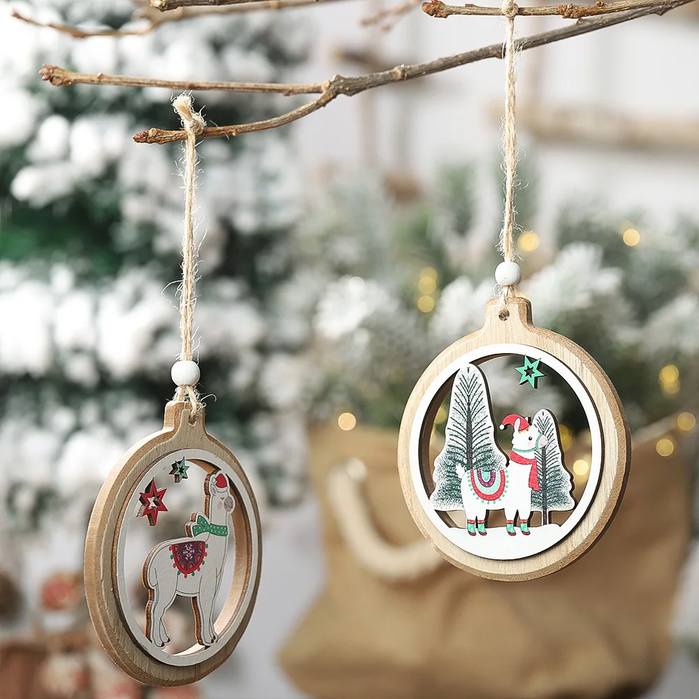 ETya деревянное ремесло венок Рождественская елка Декор подвесной кулон Санта-Клаус декоративный Колокольчик Рождественские украшения для дома новогодние вечерние
