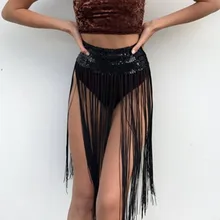 Сексуальная Женская Блестящая кисточка с блестками, юбки, блестящая юбка для танца живота, юбка, регулируемая, Рейв, вечерние наряды, праздничная Клубная одежда W3