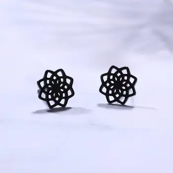 

My Shape Stud Earring Flower of Life Celtics Knot Viking Jewelry Stainless Steel Black Gold Color Small Earrings Cute Women Gift